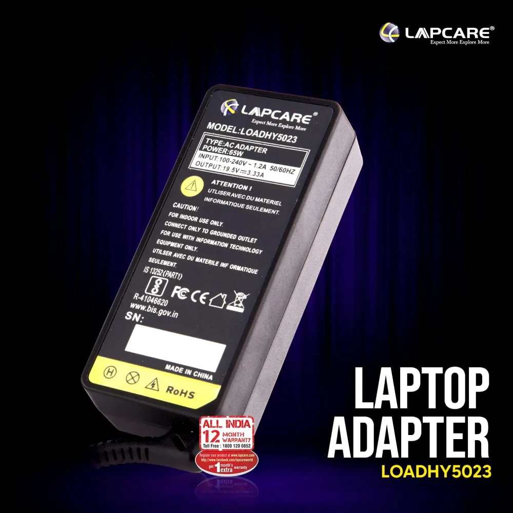 Lapcare Laptop Adapter Compatible  For HP 65w | 19.5v/3.33a | 4.5mm x 3.0mm Blue Pin view 3